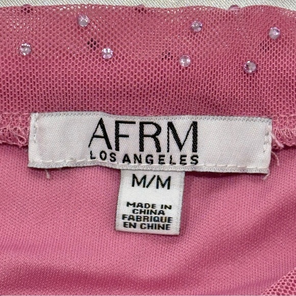 AFRM Desani Mini Skirt Rhinestone Dotted Ruched Sparkly Mauve Pink Medium New - Picture 6 of 10